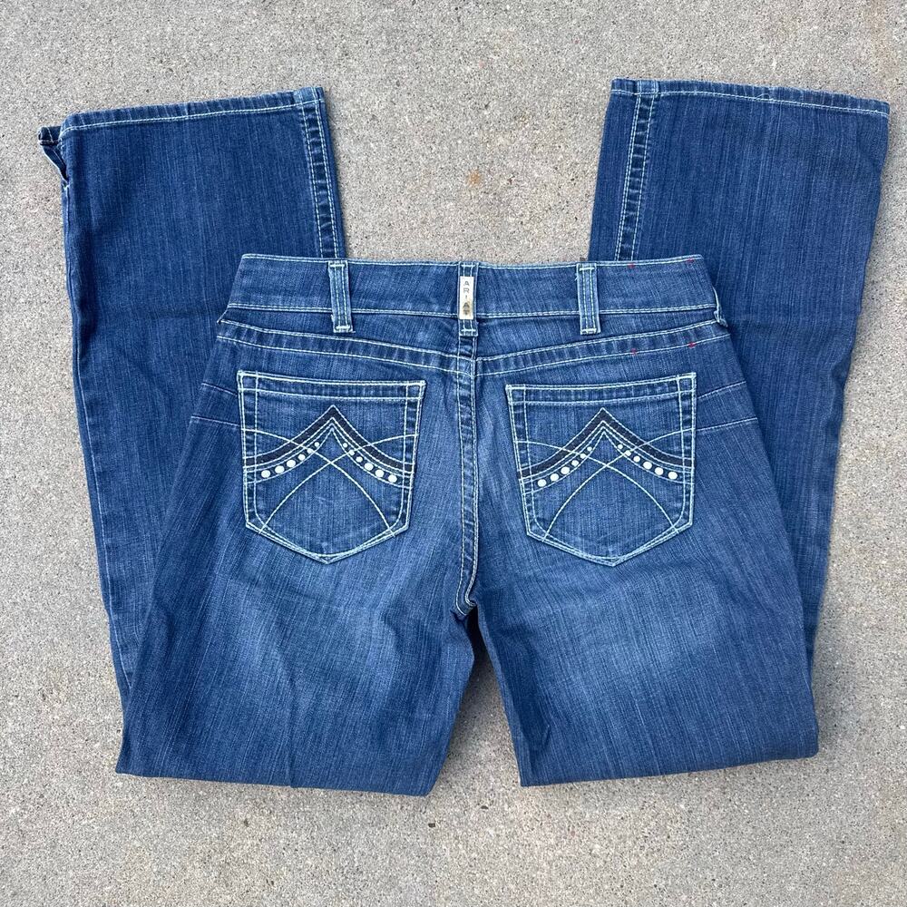 Ariat 30R REAL Mid Rise Stretch Original Boot Cut Whipstitch Blue Jeans 10011683